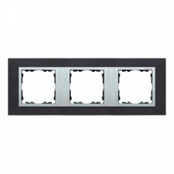 Kontakt Simon Simon 82 Nature Ramka 3-krotna Nature-metal, Inox czarny / pierścień aluminium