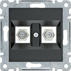 HAGER POLO LUMINA2 Gniazdo antenowe podwójne typu F czarne WL3263