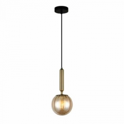 ITALUX RAVENA Lampa wisząca 1 x E27 mosiężna klosz bursztynowy
