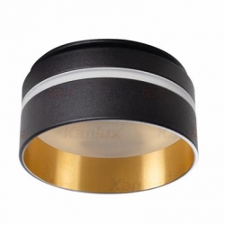 Kanlux oprawa sufitowa wpuszczna GOVIK -ST DSO-B/G, czarno-złota, mleczna szybka, dodatkowy pierścień świetlny przy suficie, odlew aluminium